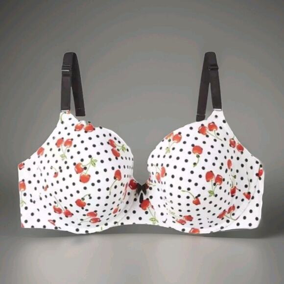 Torrid Curve 44D Cherry Polka Dot Print Underwire Bra Adjustable Straps 3746 - Picture 1 of 10